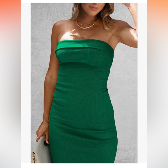 PRETTY GARDEN Women's Summer Bodycon Maxi Tube Dress Ribbed Strapless - Picture 5 of 12